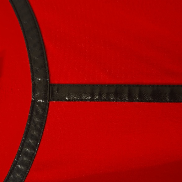 Worthington 3/4 Sleeve Top in Barbados Cherry with Leather Like Trim - Picture 3 of 7